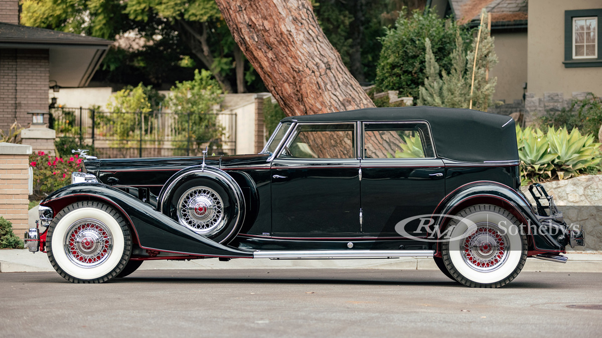 1933 Packard Twelve Individual Custom Convertible Sedan by Dietrich available at RM Sotheby’s Arizona Live Auction 2021